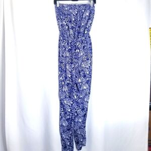 Lilly Pulitzer x Target Strapless Upstream Jumpsuit‎ Blue/Fish  Size XS tube top